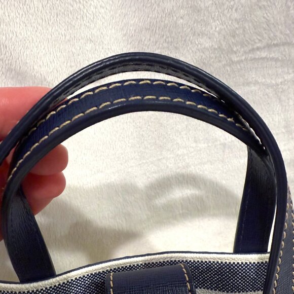 Dooney & Bourke Westerly Mini Waverly Yellow Navy White Striped Mini Tote - Picture 8 of 16